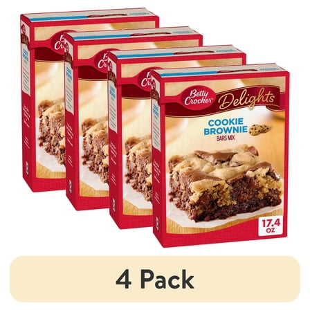 (4 pack) Betty Crocker Delights Cookie Brownie Bar Mix, 17.4 oz.
