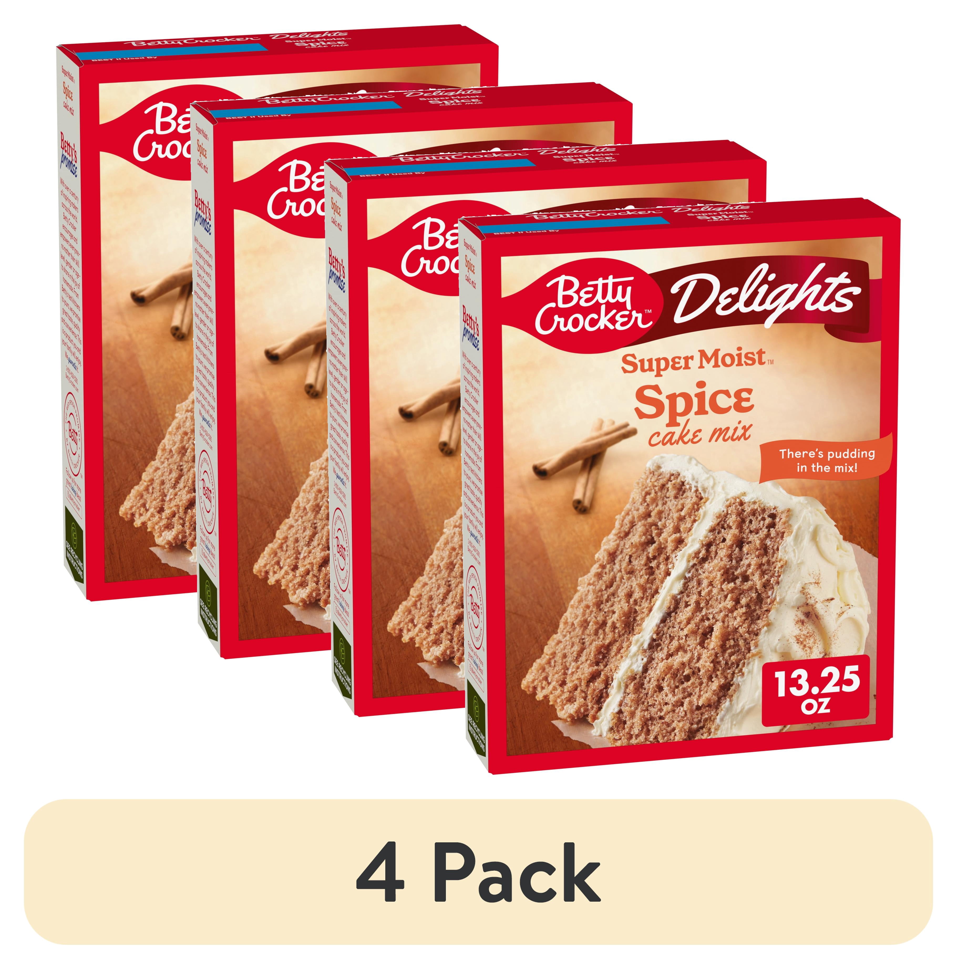4 pack) Betty Crocker Delights Super Moist, Spice, Cake Mix, 13.25