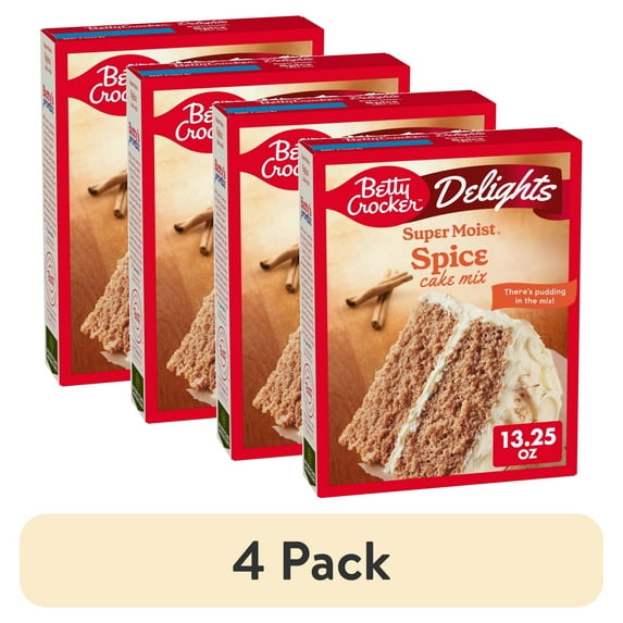 (4 pack) Betty Crocker Delights Super Moist Spice Cake Mix, 13.25 oz