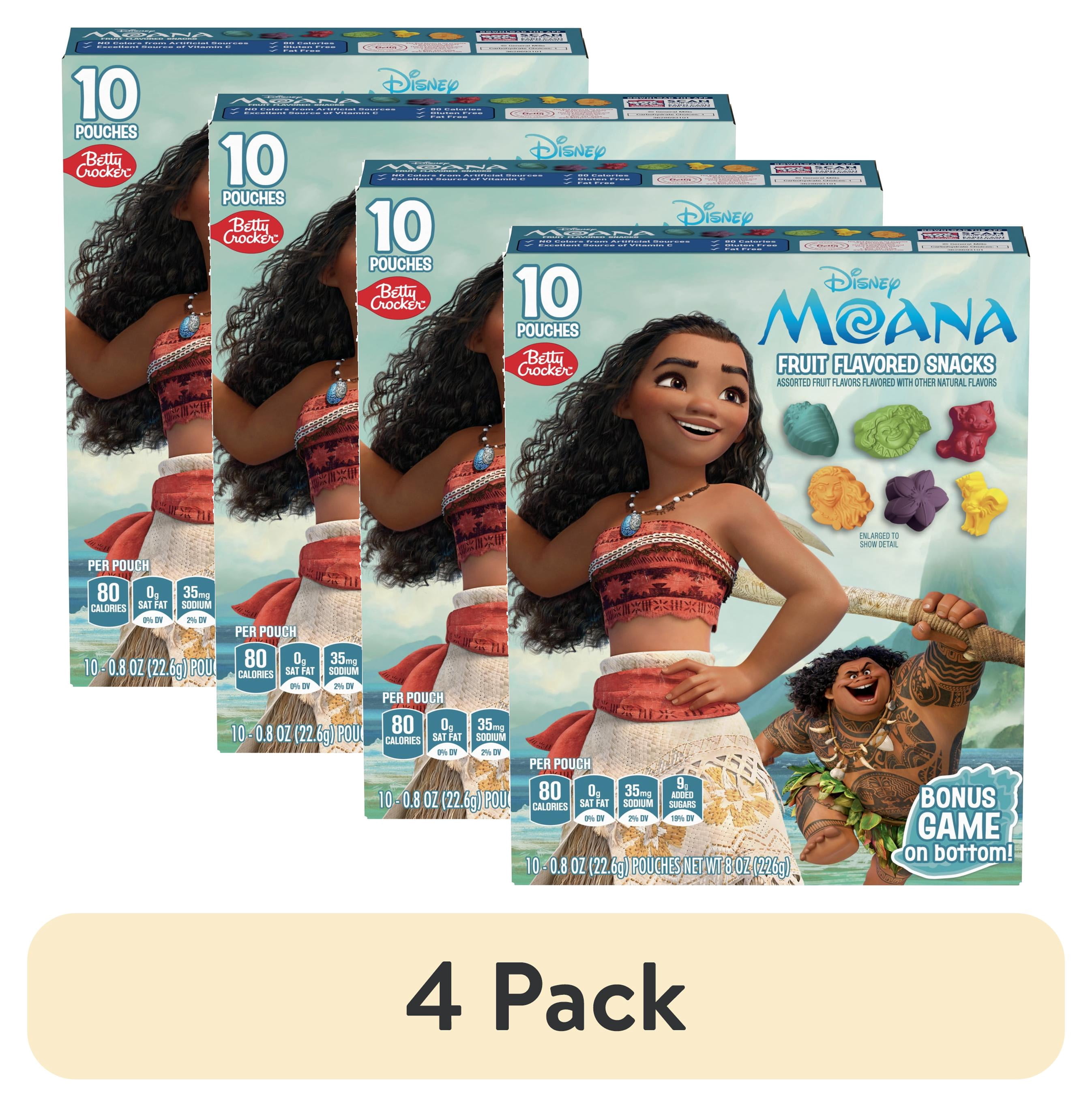 4 pack) Disney Moana Fruit Flavored Chewy Snacks Gluten Free Kids