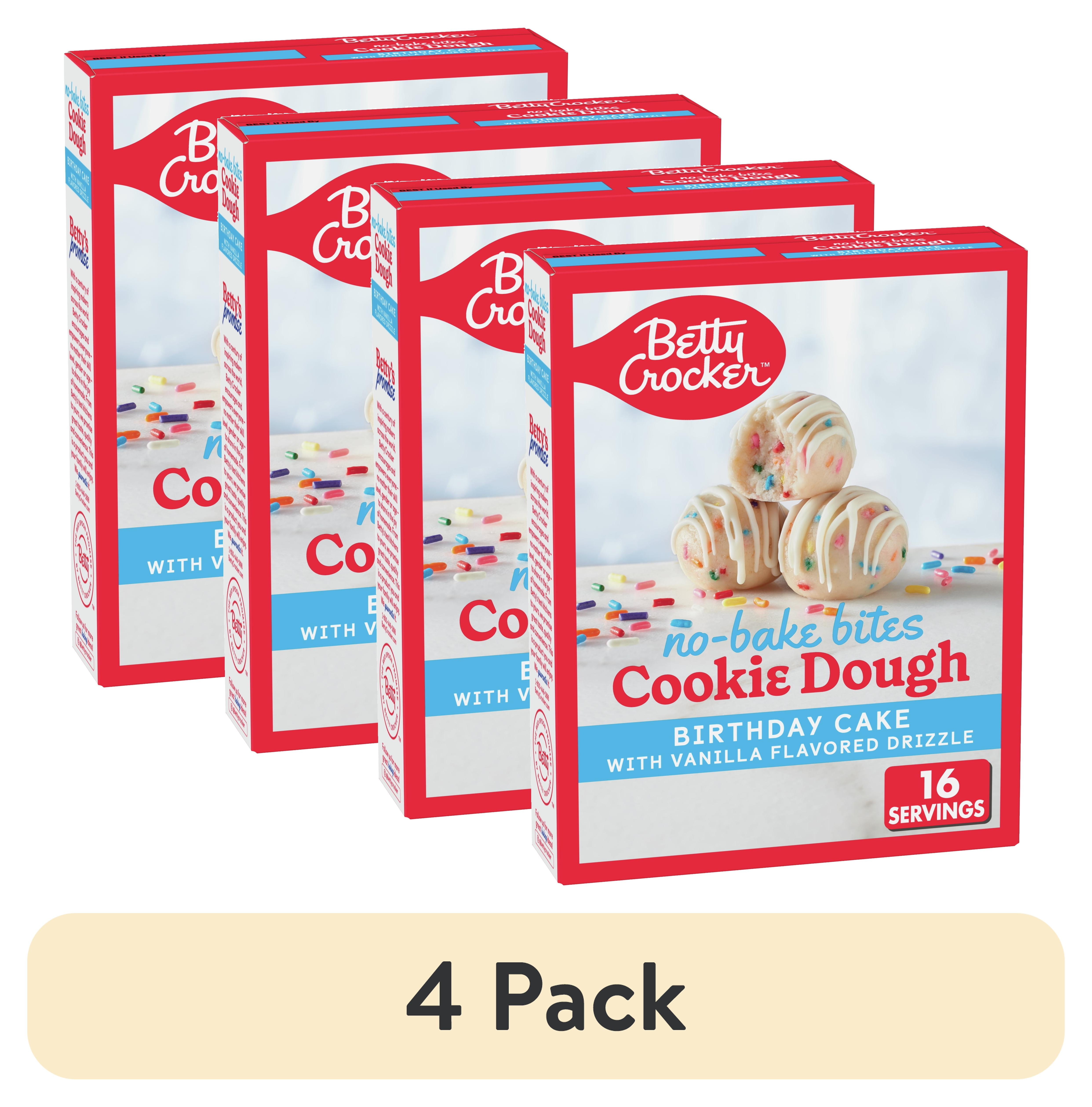 (4 pack) Betty Crocker No-Bake Bites Birthday Cake Cookie Dough, 12.2 oz.