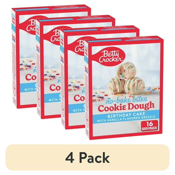 (4 pack) Betty Crocker No-Bake Bites Birthday Cake Cookie Dough, 12.2 oz.