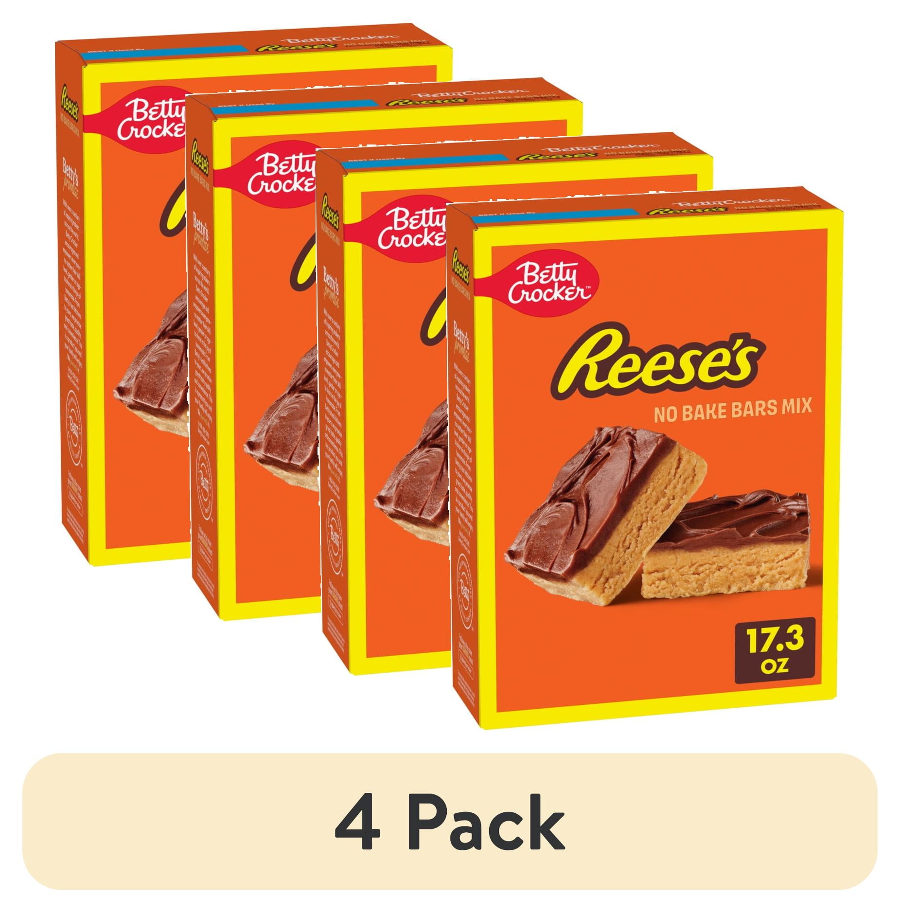 (4 pack) Betty Crocker REESE'S Peanut Butter No Bake Bars Mix With HERSHEY’S Frosting, 17.3 oz