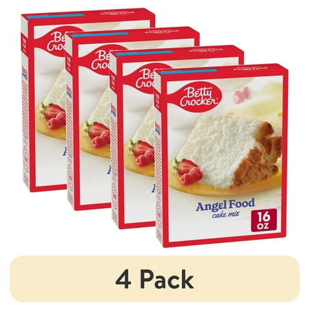 (4 pack) Betty Crocker Angel Food Cake Mix, Just Add Water, 16 oz