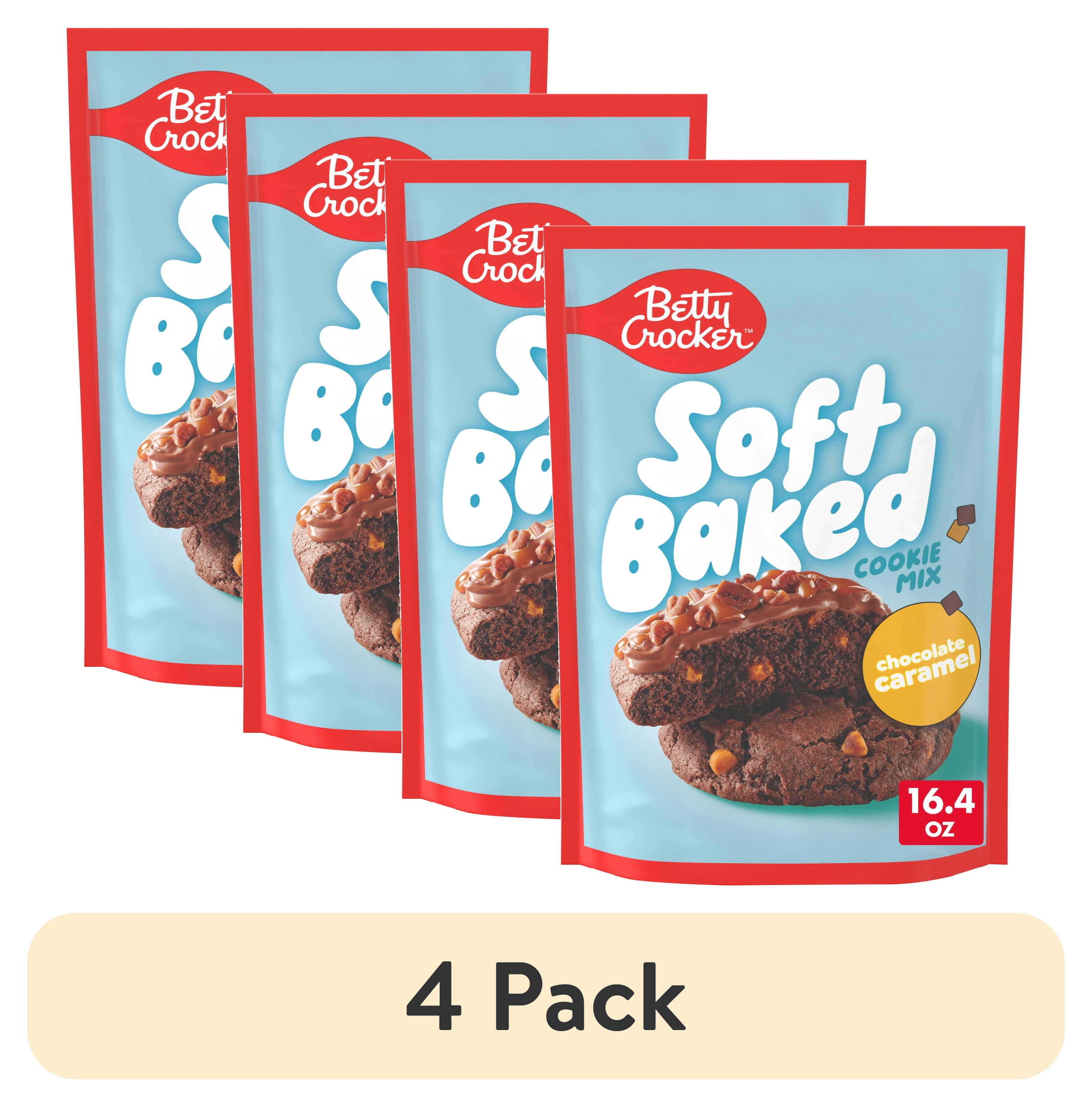 (4 pack) Betty Crocker Soft Baked Cookie Mix, Chocolate Caramel Flavored, 16.4 oz