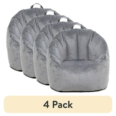 (4 pack) Big Joe Joey Bean Bag Chair, Plush, Kids/Teens, 2.5ft, Gray