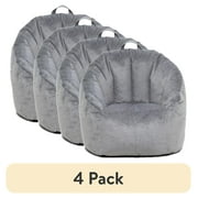 4 pack Big Joe Joey Bean Bag Chair for Kids/Teens, 2.5 ft Plush Lounge Chair, Soft & Lightweight, Gray