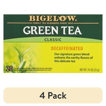 (4 pack) Bigelow Decaffeinated, Green Tea Bags, 20 Count