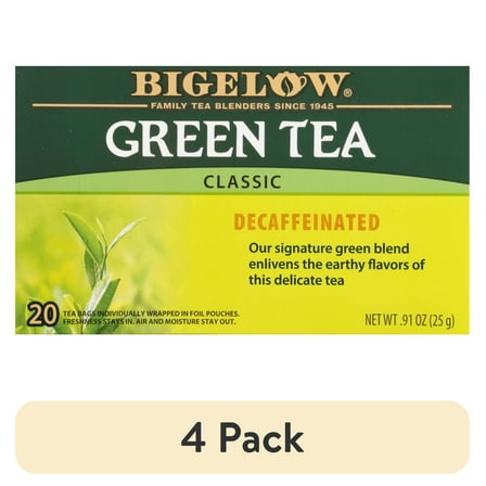 (4 pack) Bigelow Decaffeinated, Green Tea Bags, 20 Count