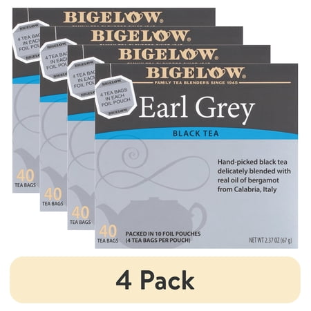 (4 pack) Bigelow Earl Grey, Black Tea Bags, 40 Count