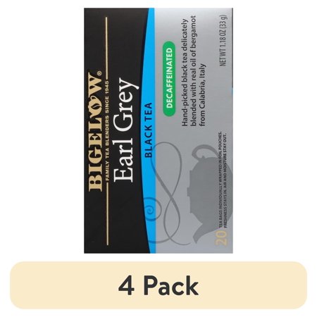 (4 pack) Bigelow Earl Grey, Decaffeinated, Black Tea Bags, 20 Count