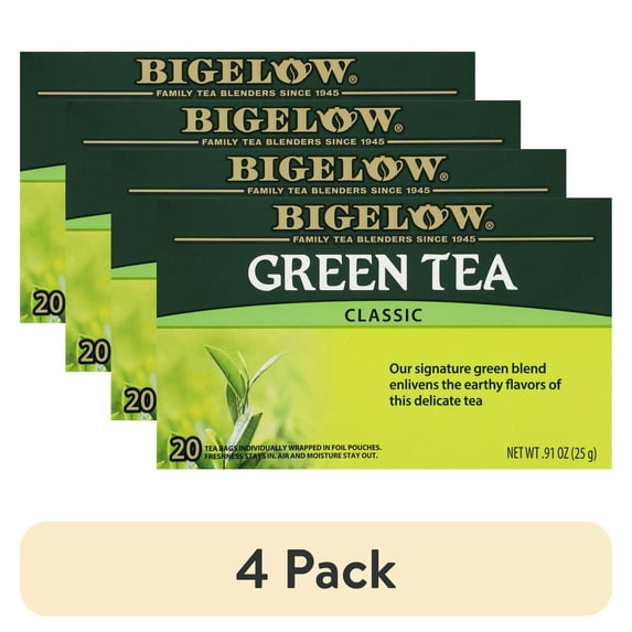 (4 pack) Bigelow Green Tea Classic, Tea Bags, 20 Count