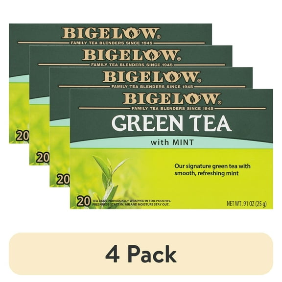 (4 pack) Bigelow Green Tea with Mint, Tea Bags, 20 Count