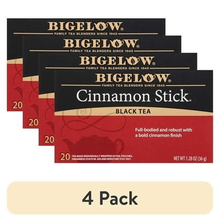 (4 pack) Bigelow Tea Cinnamon Stick, Black Tea Bags, 20 Count