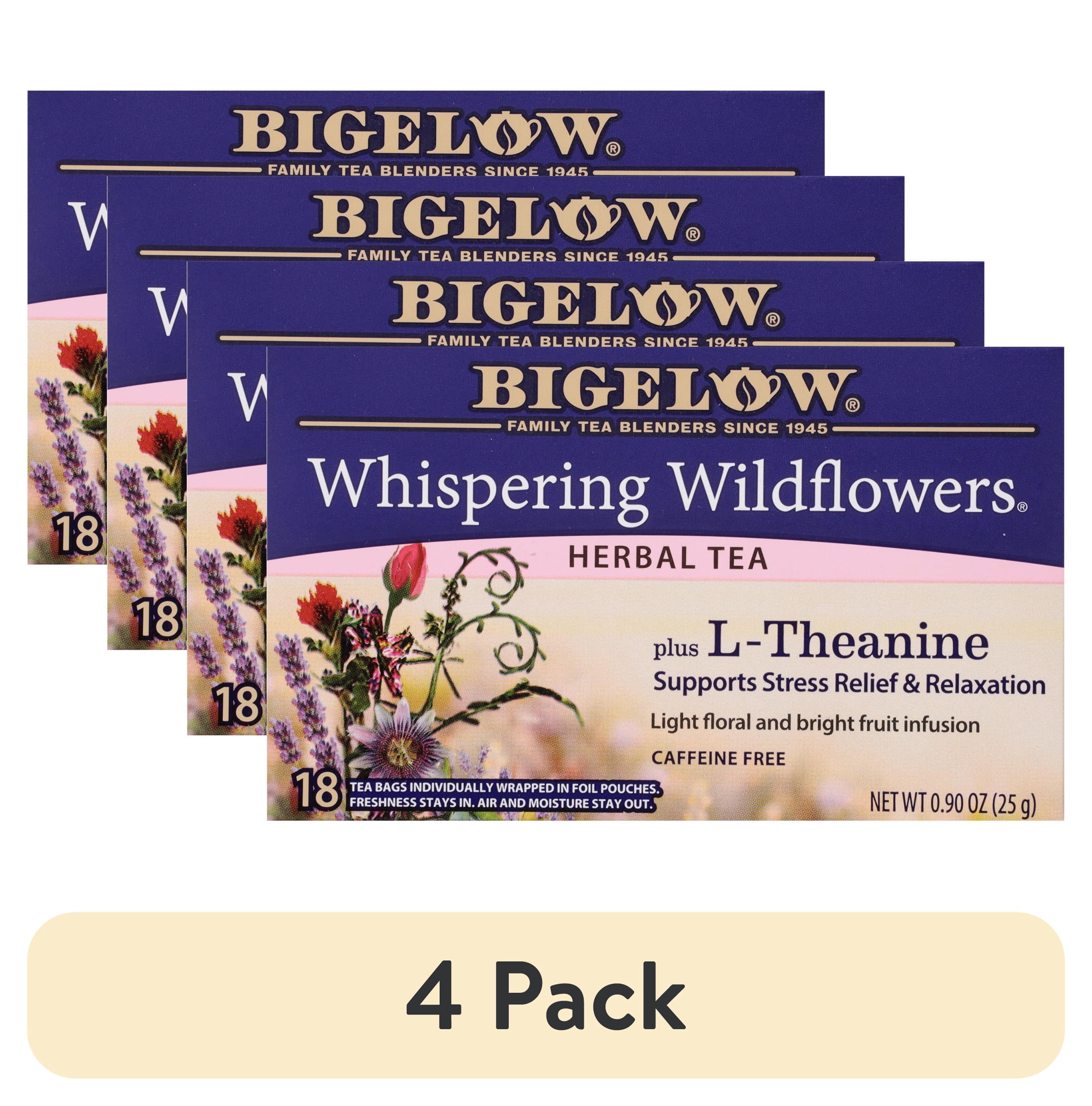 4 pack) Bigelow Whispering Wildflowers Plus L-Theanine, Caffeine
