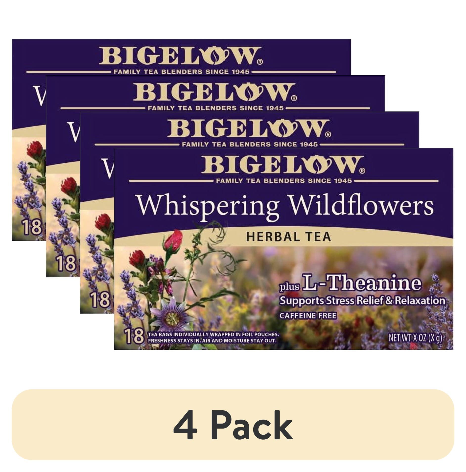 4 pack) Bigelow Whispering Wildflowers Plus L-Theanine, Caffeine