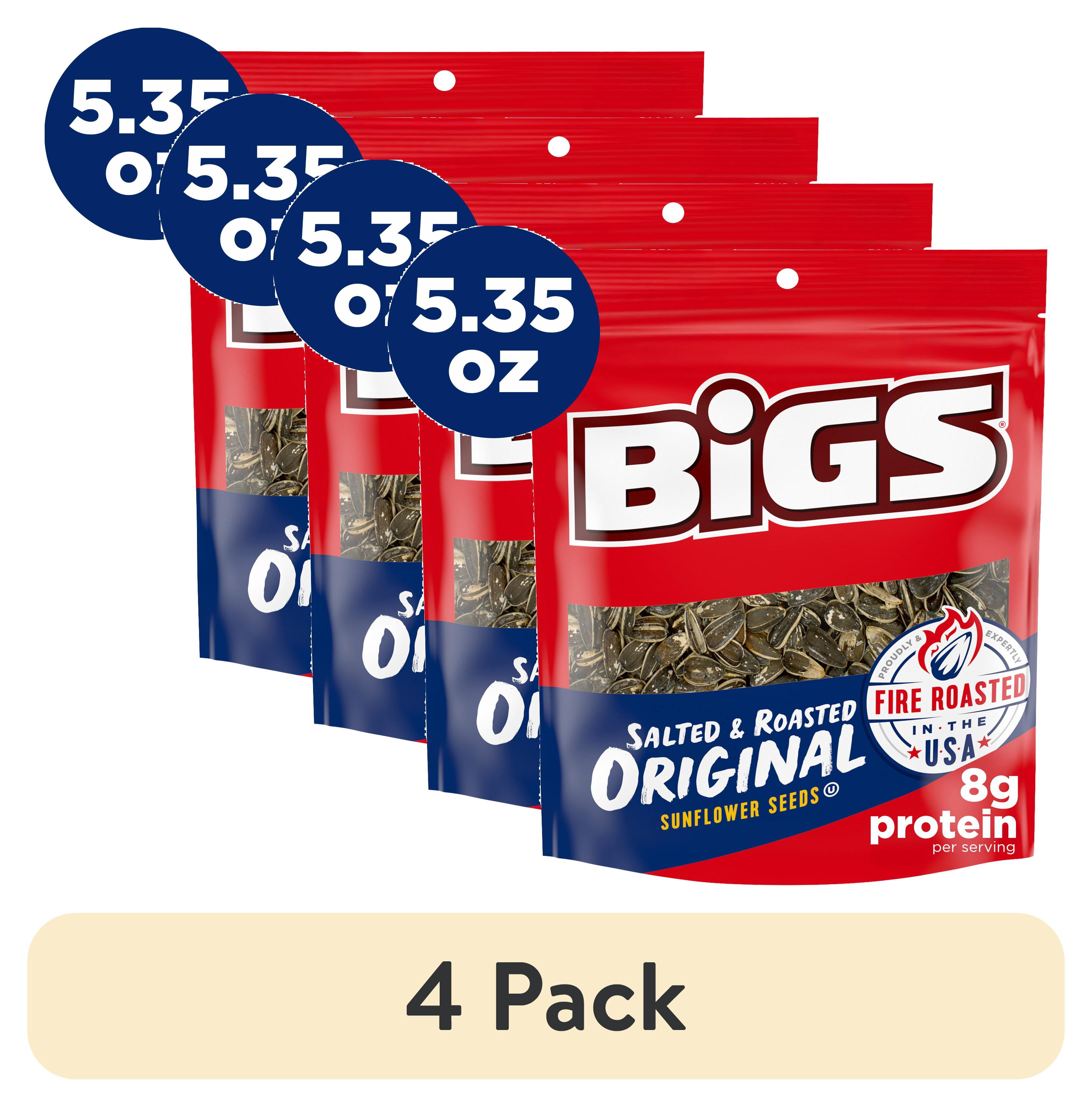 (4 pack) Bigs Salted & Roasted Original Sunflower Seeds, 5.35 oz. Bag ...