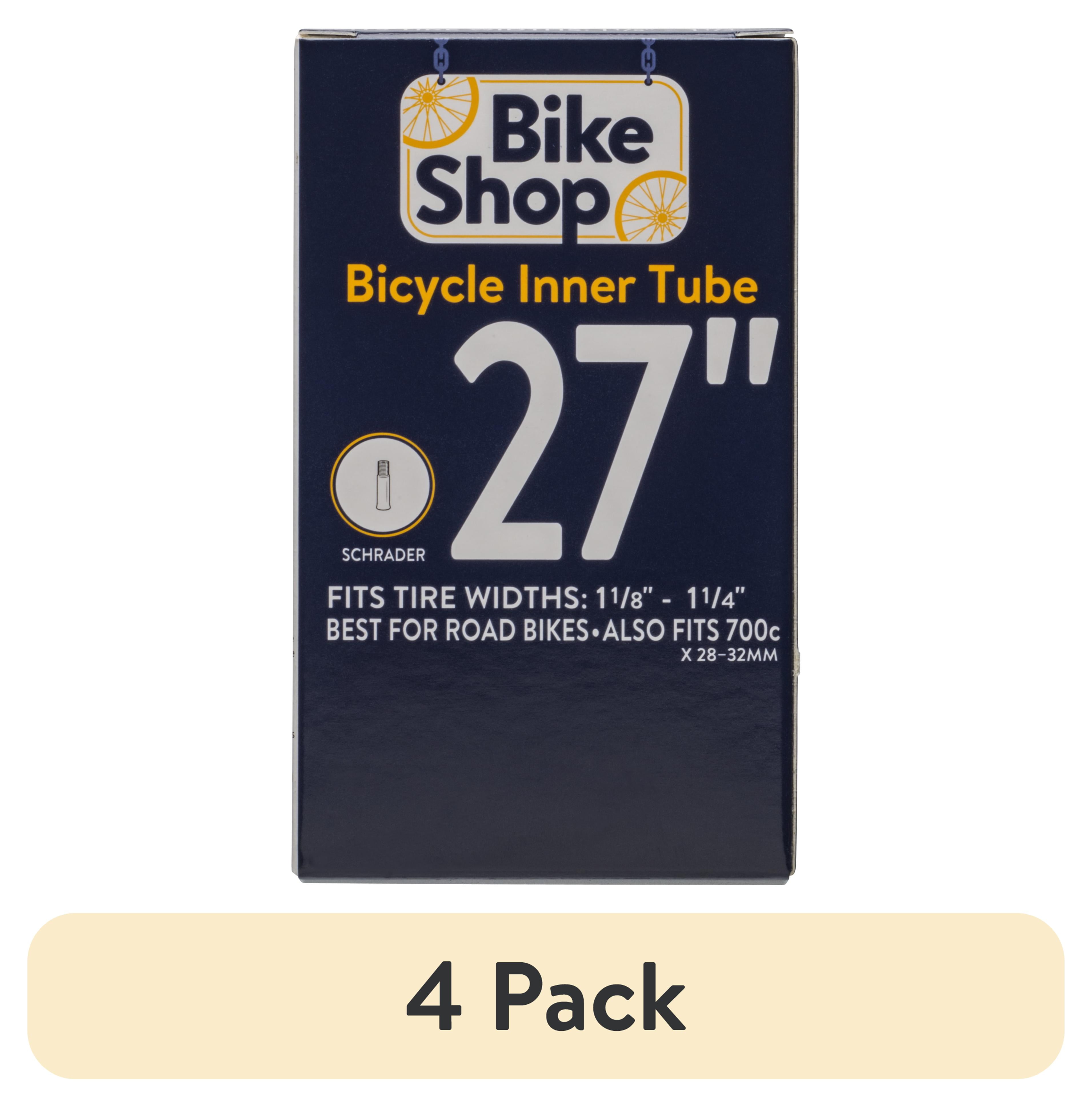 (4 pack) Bike Shop 27" Bicycle Inner Tube, Tire Widths 1-1/8-1-1/4" with Schrader Valve, Black