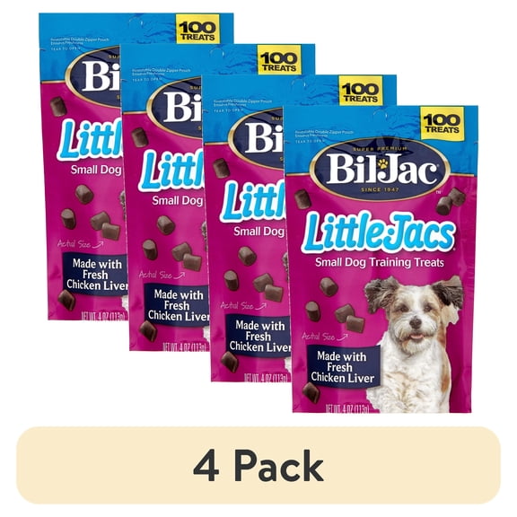 (4 pack) Bil-Jac Little Jacs Small Dog Chicken Liver Dog Treats, 4 oz