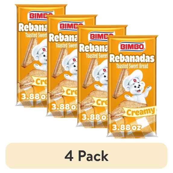 (4 pack) Bimbo Rebanadas Creamy Toasted Sweet Bread, 3.88 oz, Sweet Pastry, Bag