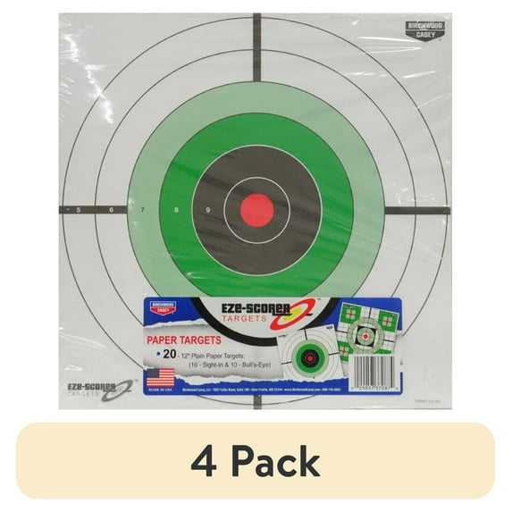 (4 pack) Birchwood Casey 20ct. 12in. Eze-Scorer Combo Plain Paper Targets, 7oz