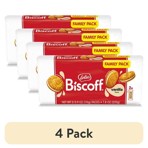 (4 pack) Biscoff Vanilla Cream Sandwich Cookies, 2 fresh packs (11 cookies per pack) 7.76oz net wt