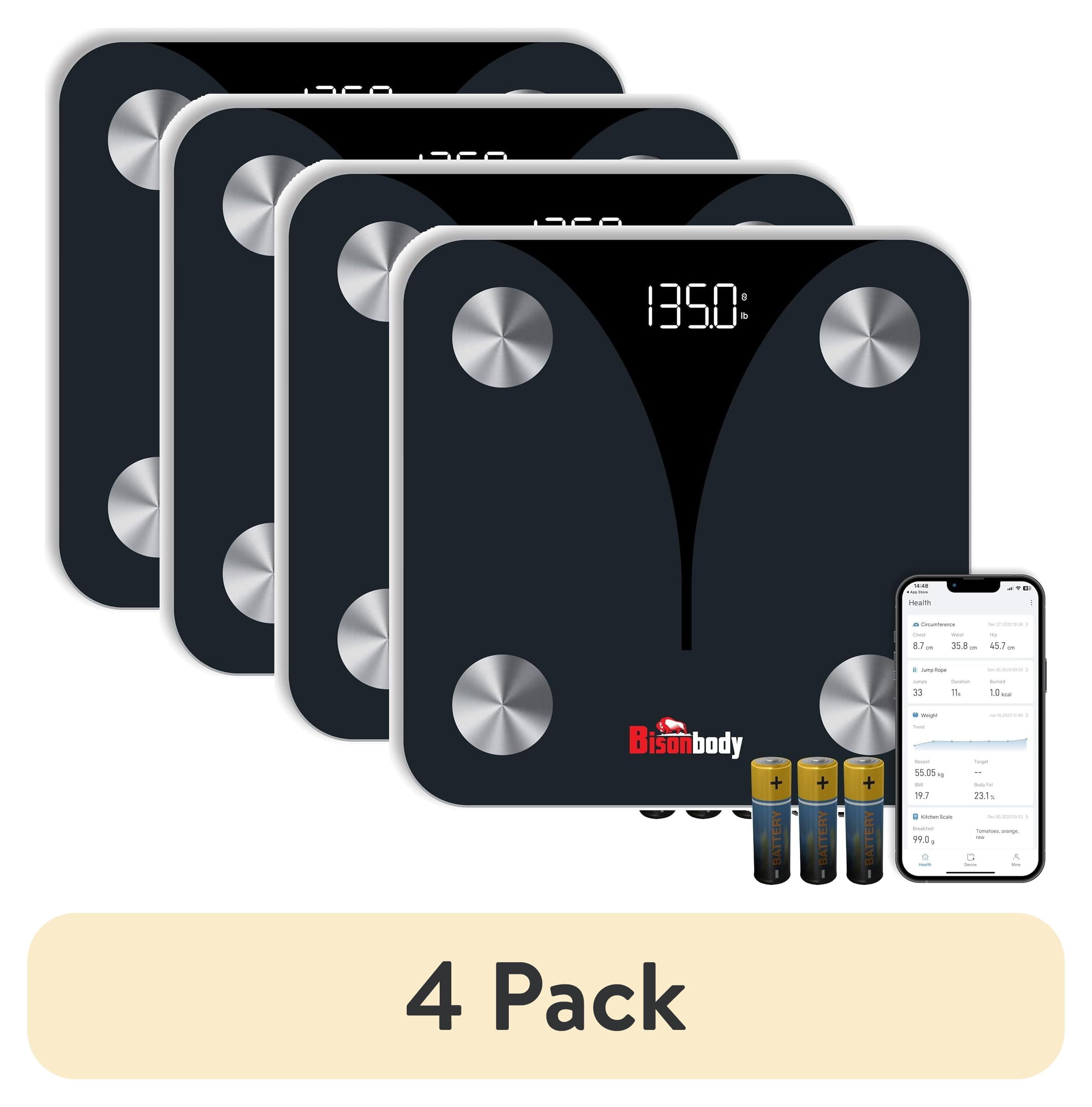 (4 pack) Bisonbody Smart Digital Bathroom Scale for Body Weight and Fat ...