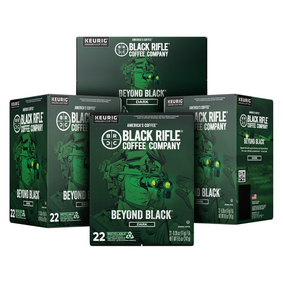(4 pack) Black Rifle Coffee Company Beyond Black K-Cup Pods, Dark Roast, 22 Ct