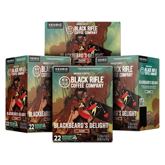 (4 pack) Black Rifle Coffee Company Blackbeard's Delight K Cups Pods, Dark Roast, 22 Ct