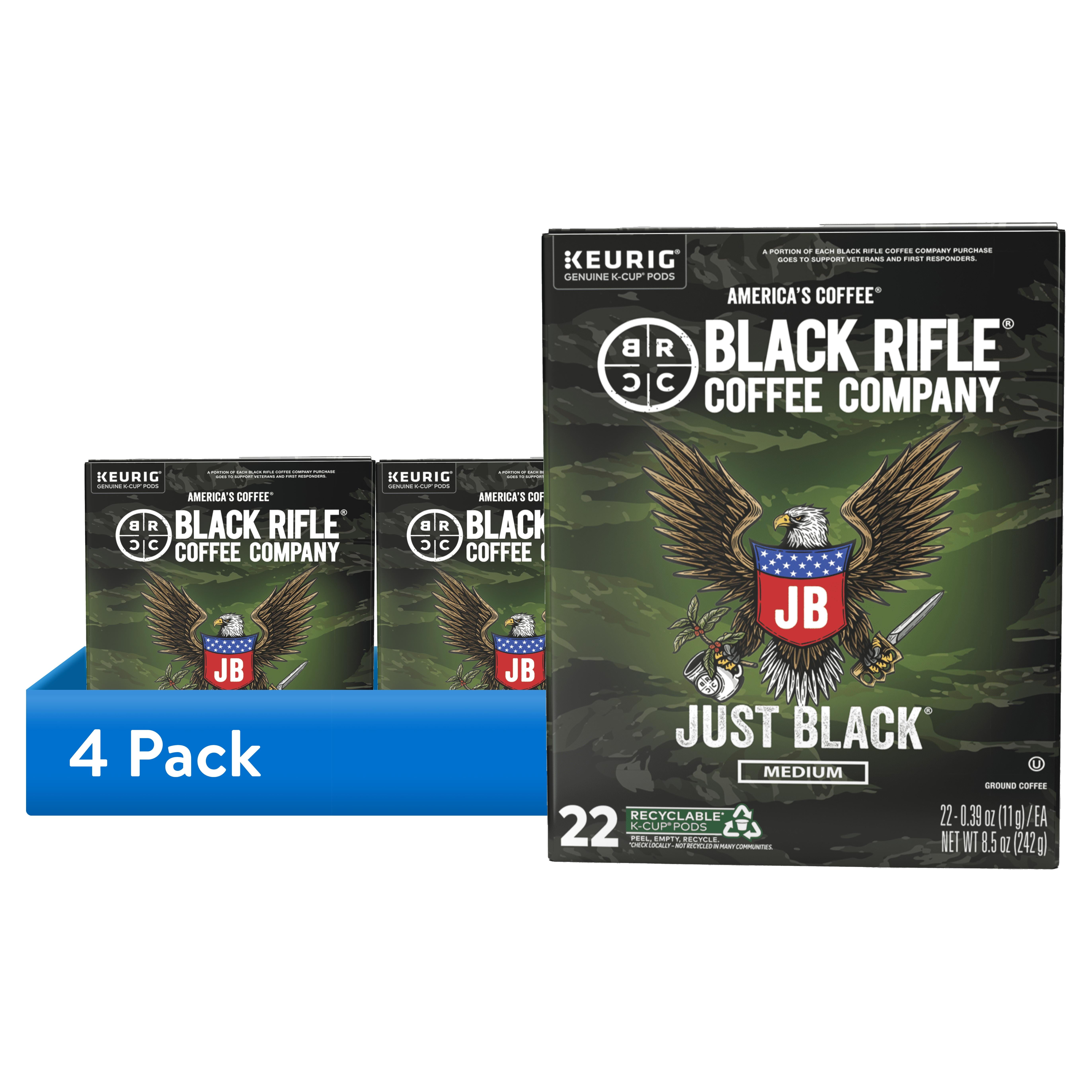 (4 pack) Black Rifle Coffee Company Just Black Keurig K-Cup Pods, Medium Roast, 22 Ct