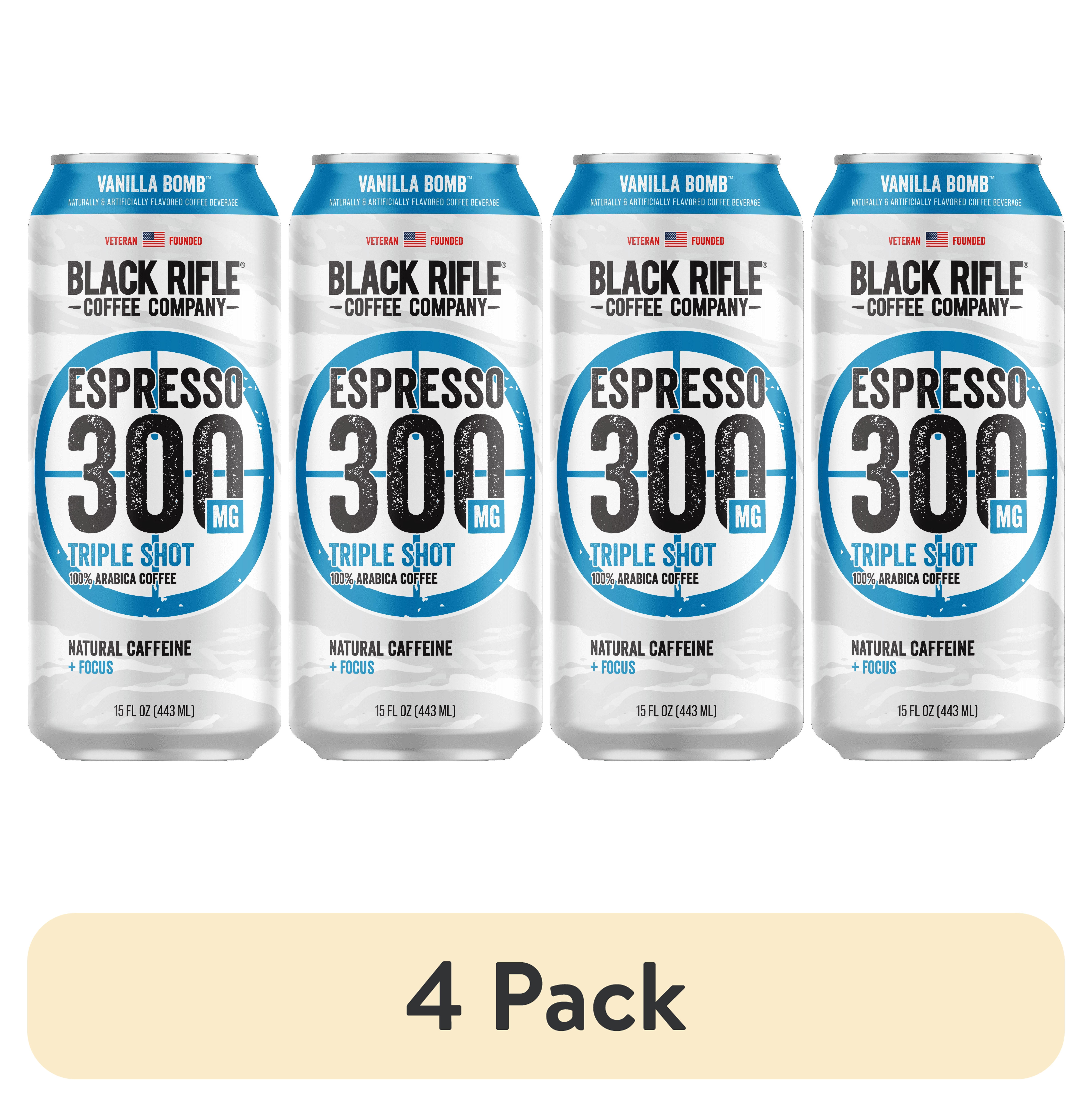 (4 pack) Black Rifle Coffee Espresso Triple Shot Vanilla Bomb 15 fl oz Can