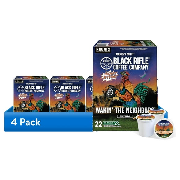 (4 pack) Black Rifle Coffee Company Wakin the Neighbors High Caffeine Keurig K-Cup Pods, Medium Roast, 22 Ct