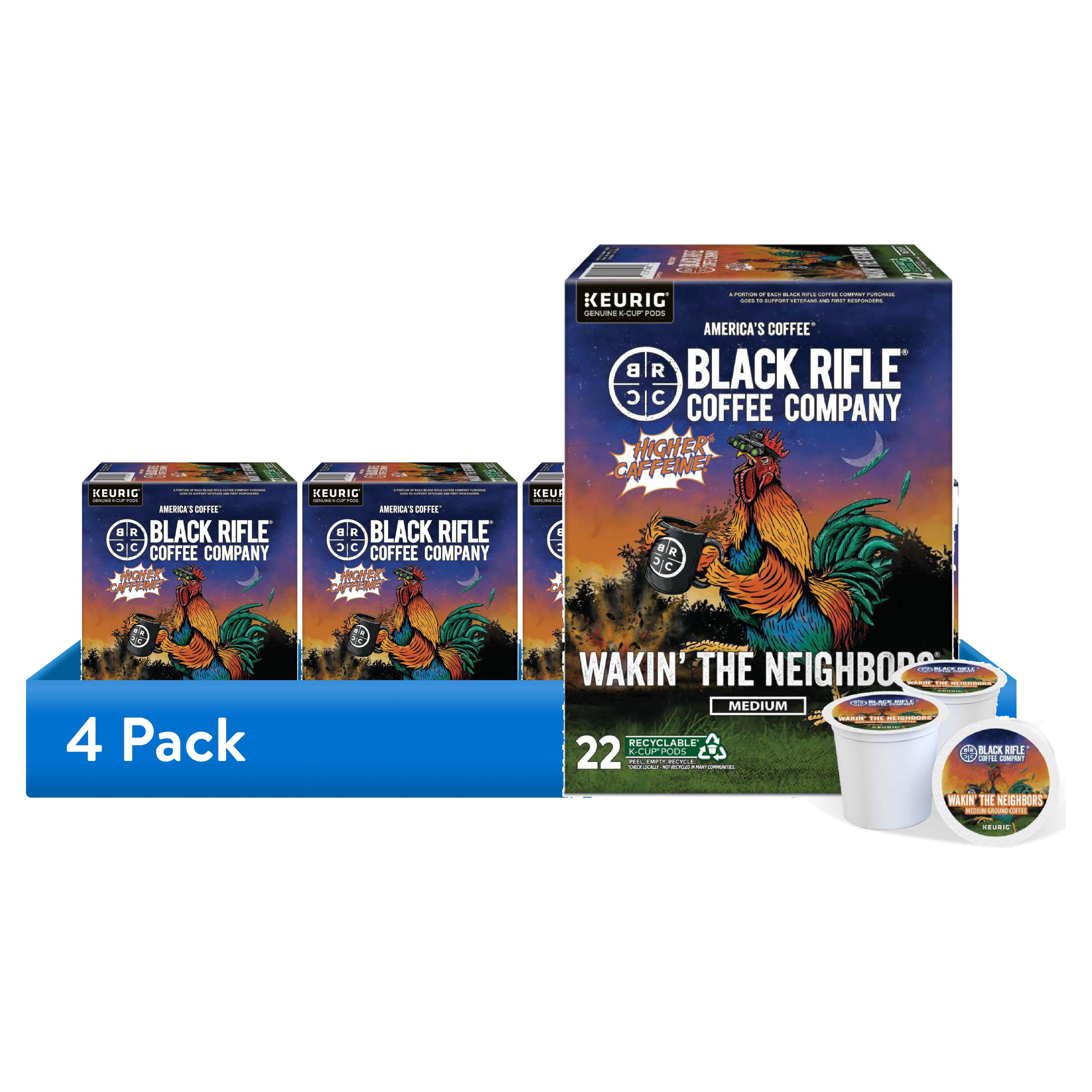 (4 pack) Black Rifle Coffee Company Wakin the Neighbors High Caffeine Keurig K-Cup Pods, Medium Roast, 22 Ct