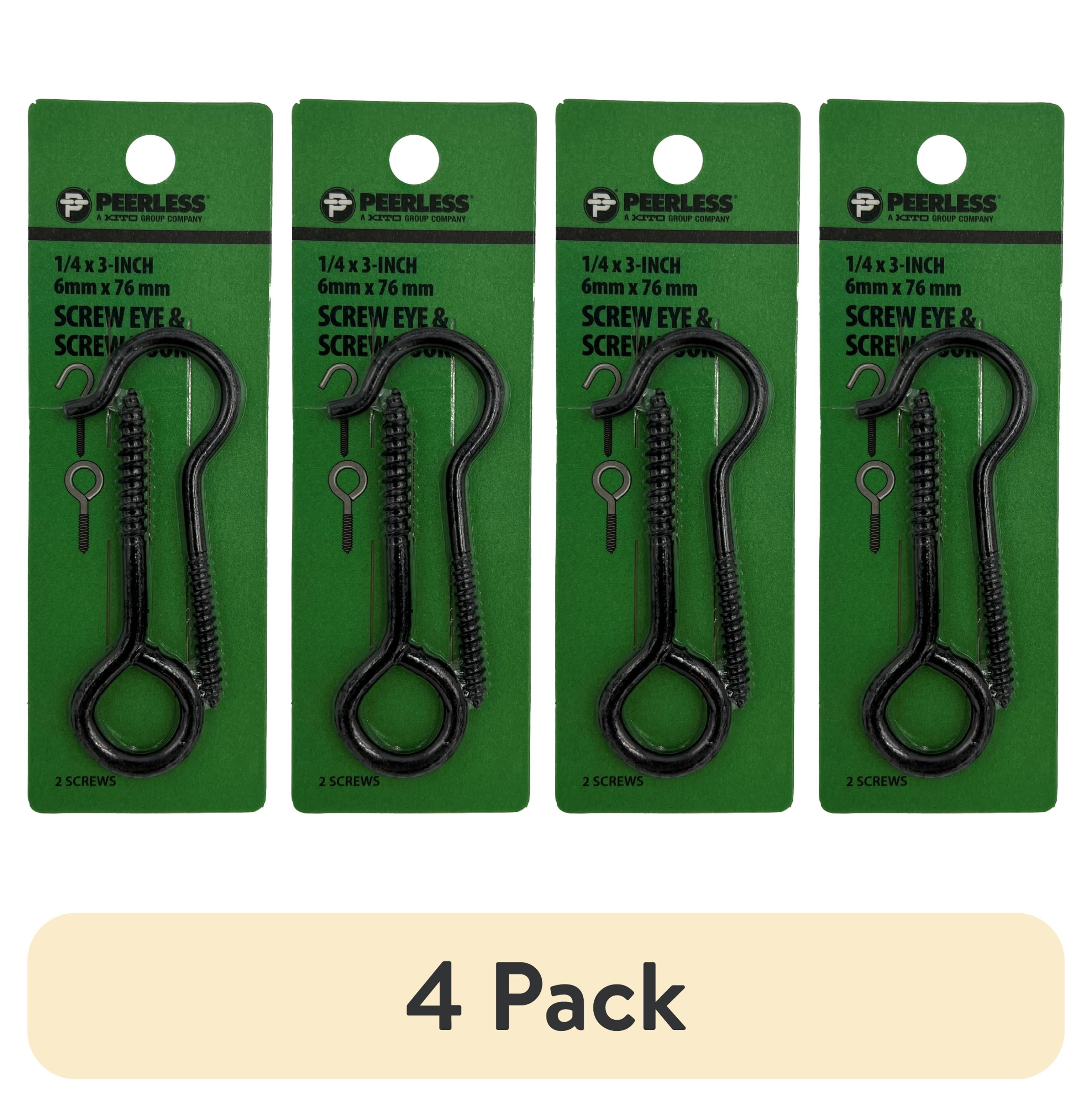 1 pack) Black Screw Eye & Screw Hook Set, Steel, Peerless