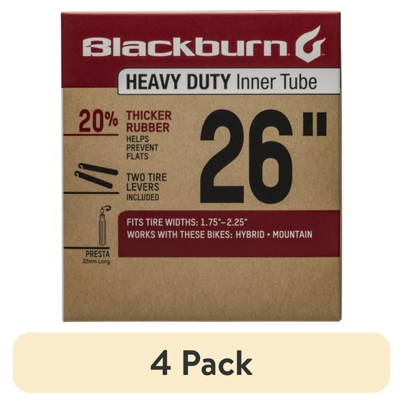 (4 pack) Blackburn 26IN X 1.75-2.25 Presta Heavy Duty Bike Inner Tube