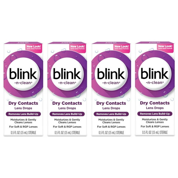 (4 pack) Blink-N-Clean Lens Drops for Any Soft Contact Lens, 0.5 FL OZ