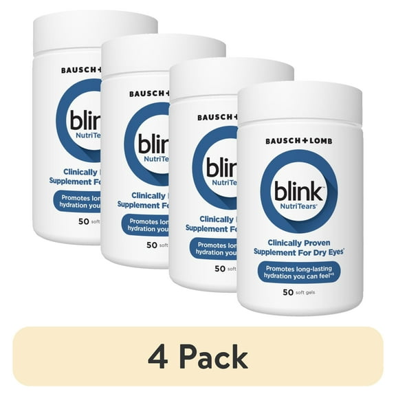 (4 pack) Blink NutriTears Vitamin and Supplement for Dry Eye Care and Vision Health with Lutein and Zeaxanthin Softgels, 50 Count