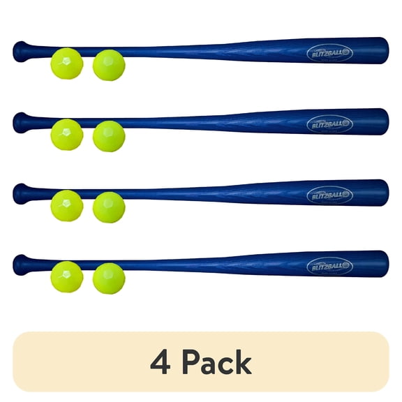 (4 pack) Blitzball- Plastic Backyard Baseball Bat and 2 Ball Combo Set
