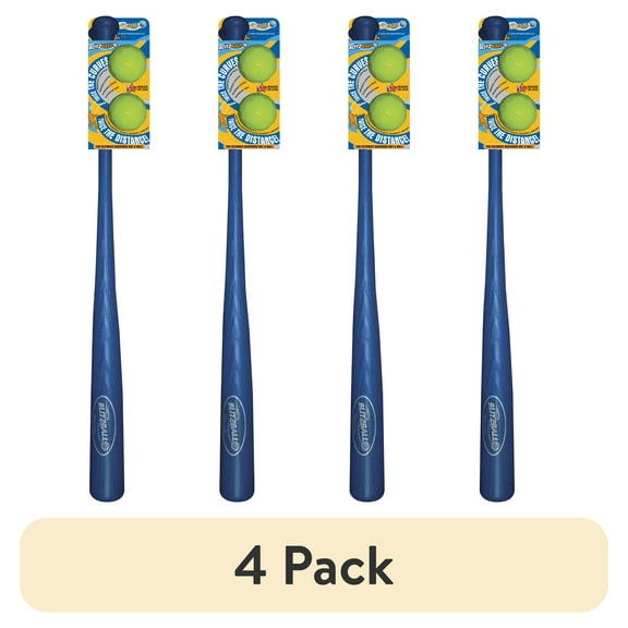 (4 pack) Blitzball Plastic Bat and 2 Ball Combo Set – Backyard Baseball Training Kit for Kids, Teens & Adults – High-Curve Action, Safe & Durable