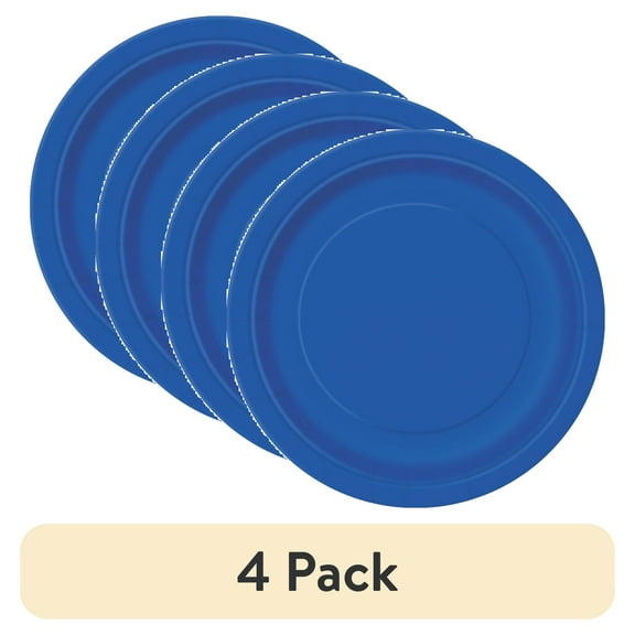 (4 pack) Disposable Paper Plates, 9", Blue, 55 Pieces, by Way To Celebrate