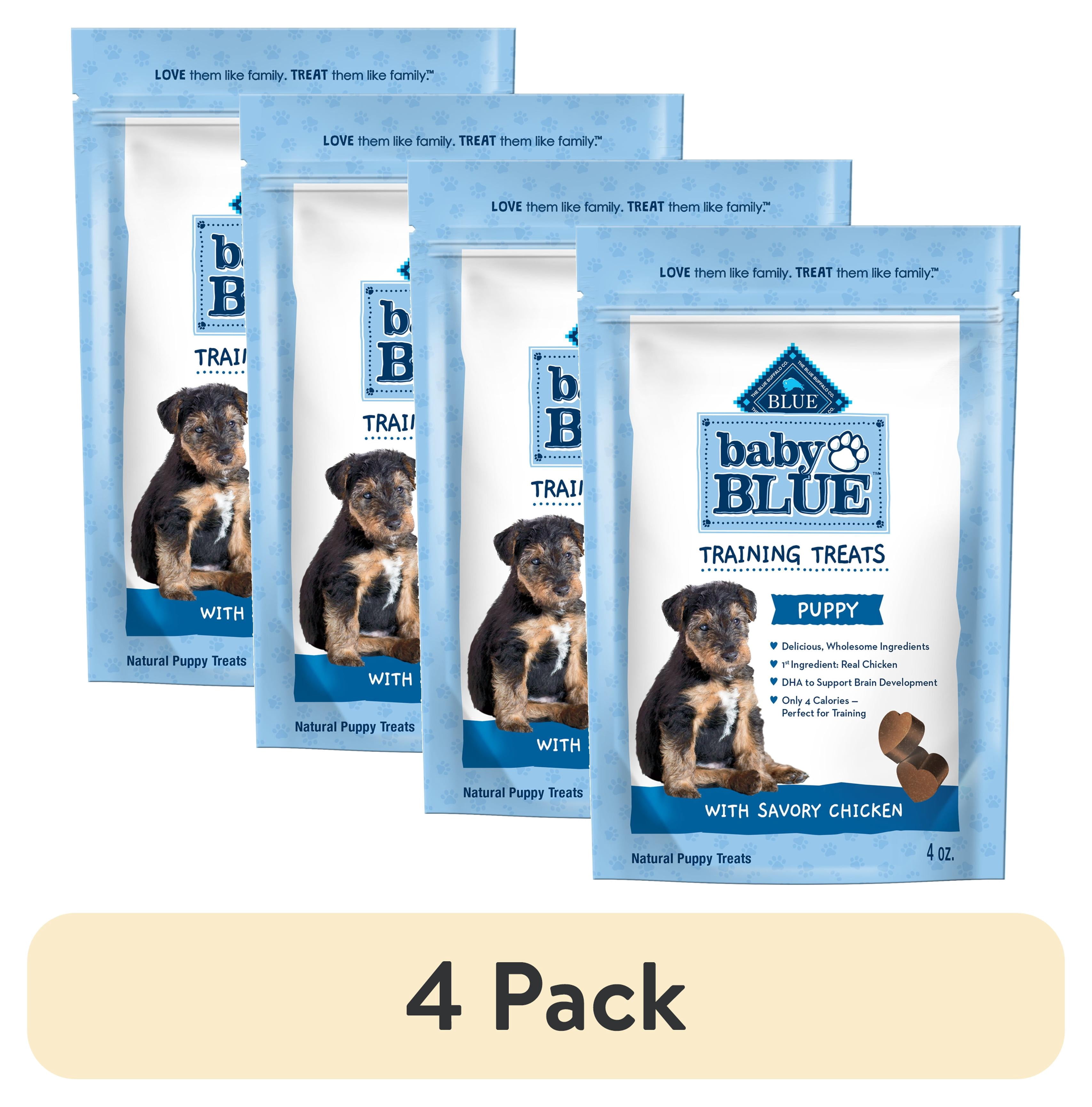 (4 pack) Blue Buffalo Baby BLUE Puppy Training Treats for Dogs with DHA, Savory Chicken, 4-oz. Bag