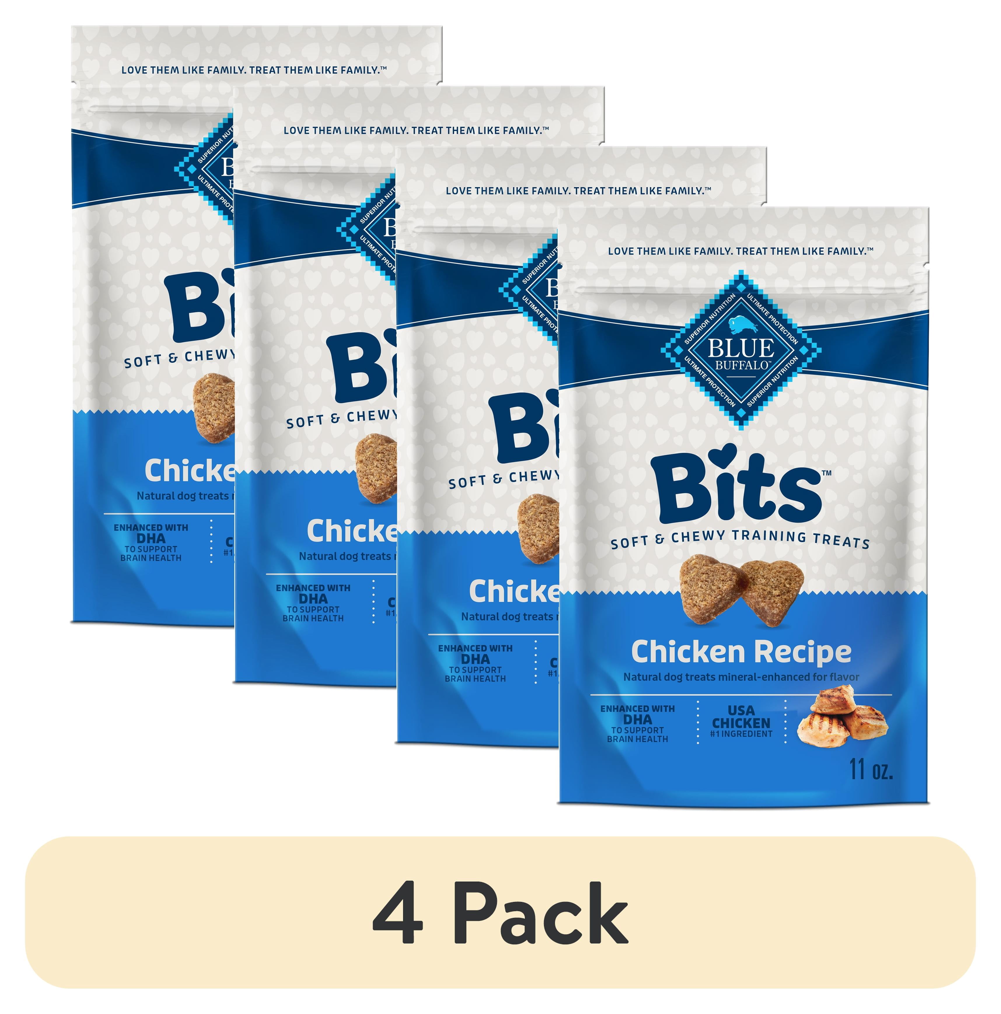 (4 pack) Blue Buffalo Bits Soft Dog Treats for Training, Enhanced with DHA, 11-oz. Bag