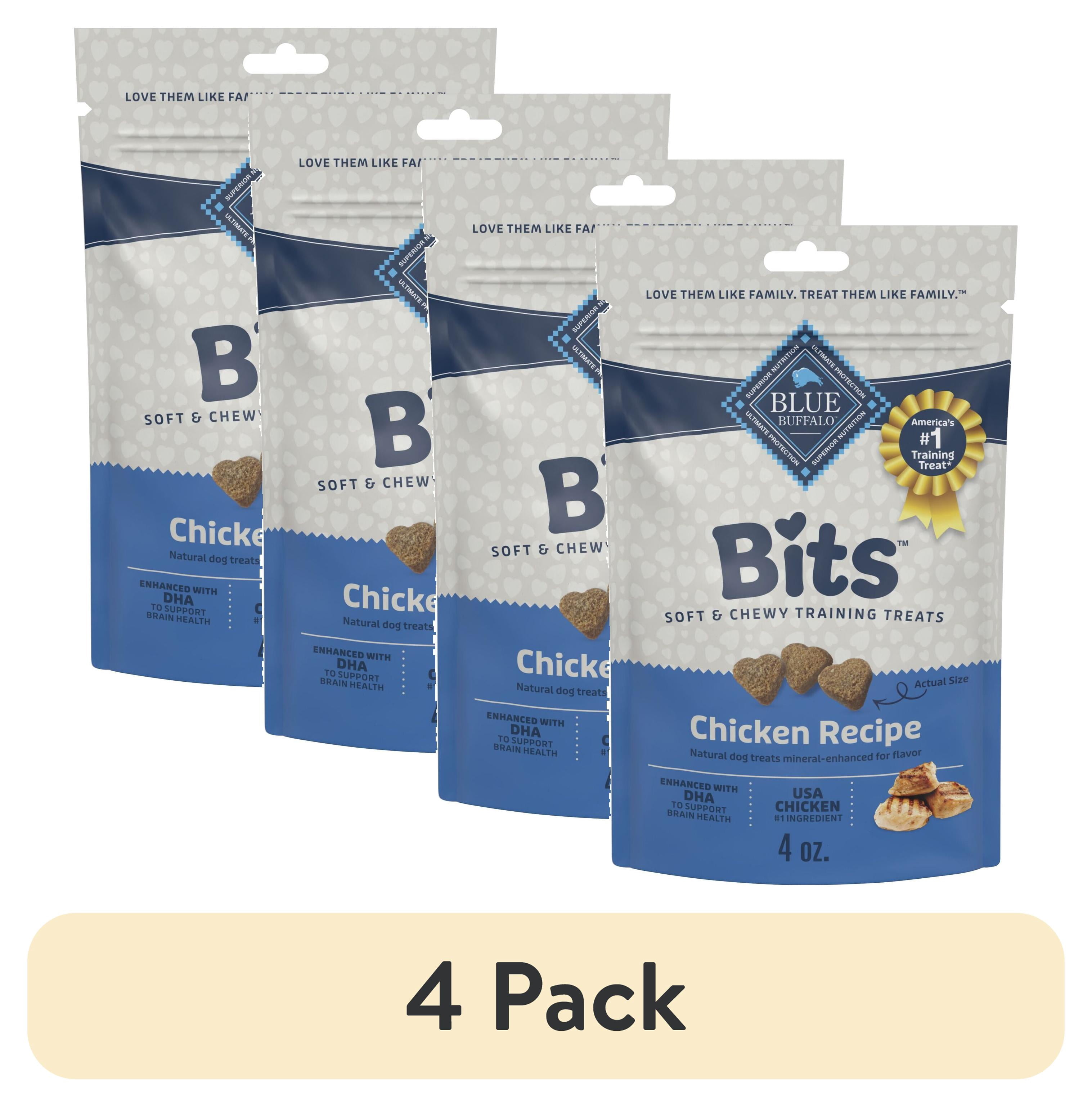 (4 pack) Blue Buffalo Bits Soft Dog Treats for Training, Enhanced with DHA, 4-oz. Bag