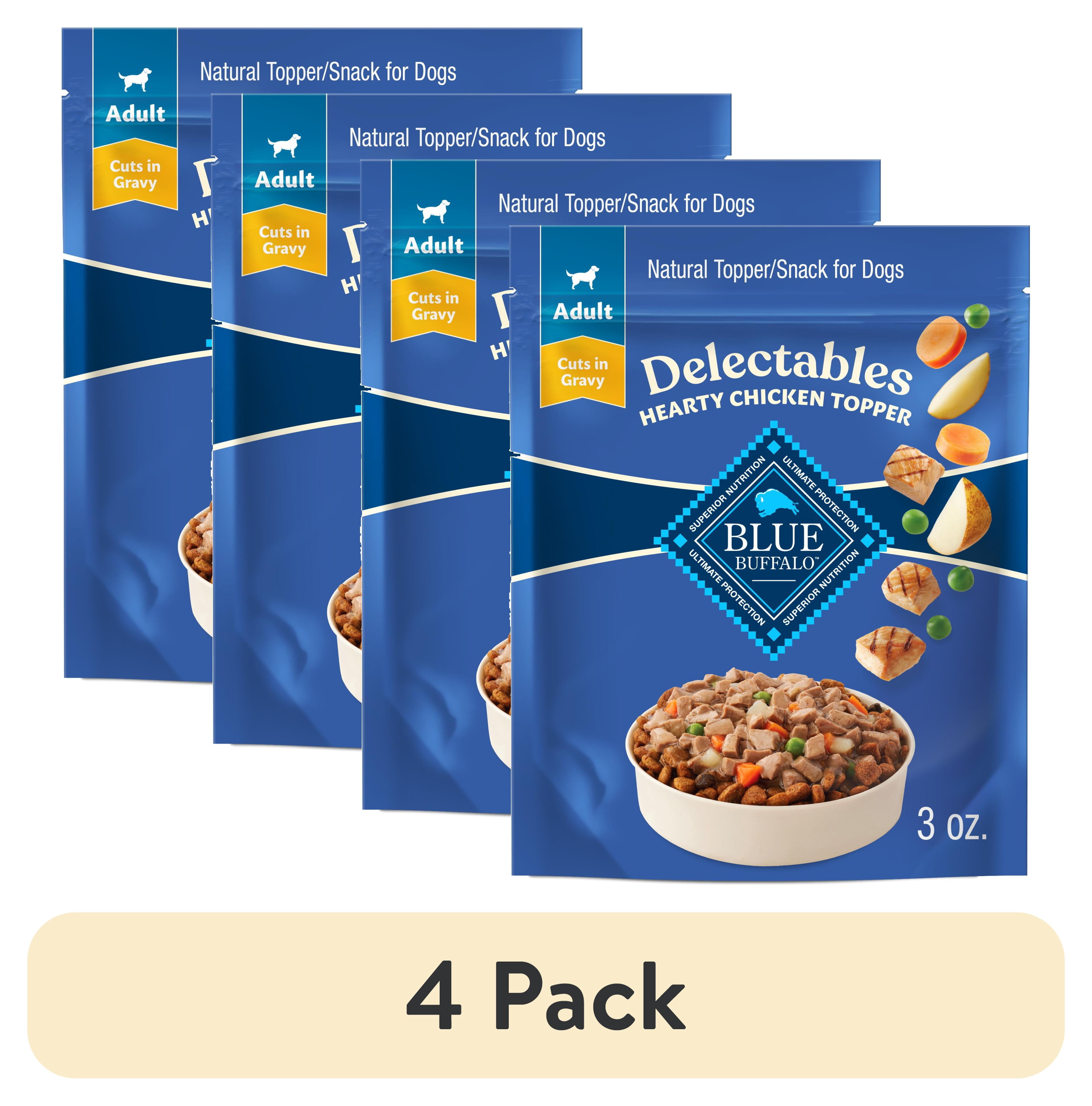 (4 pack) Blue Buffalo Delectables Natural Wet Dog Food Topper, Chicken Dinner 3oz