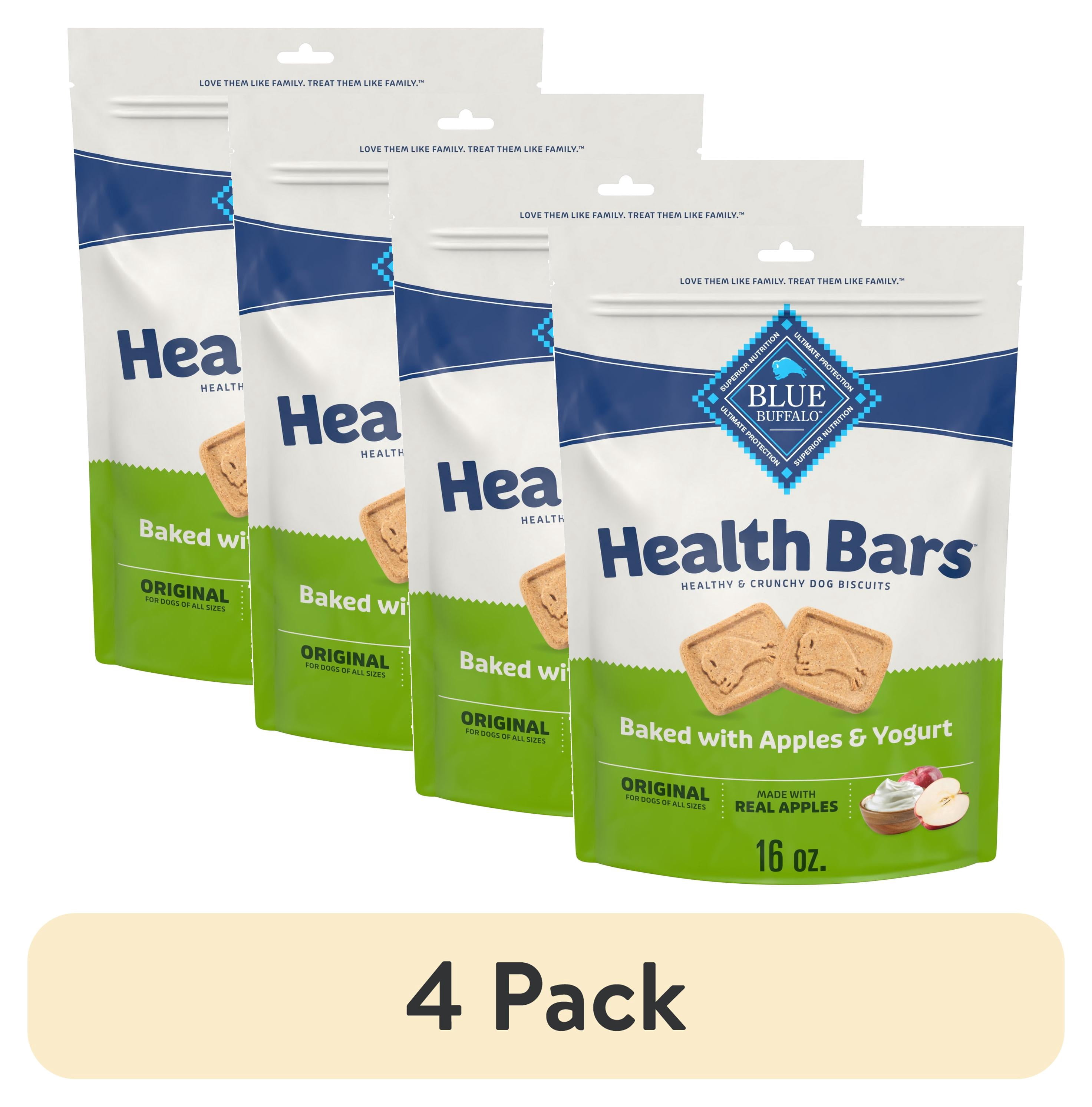(4 pack) Blue Buffalo Health Bars Crunchy Dog Biscuits, Apples & Yogurt, 16-oz. Bag