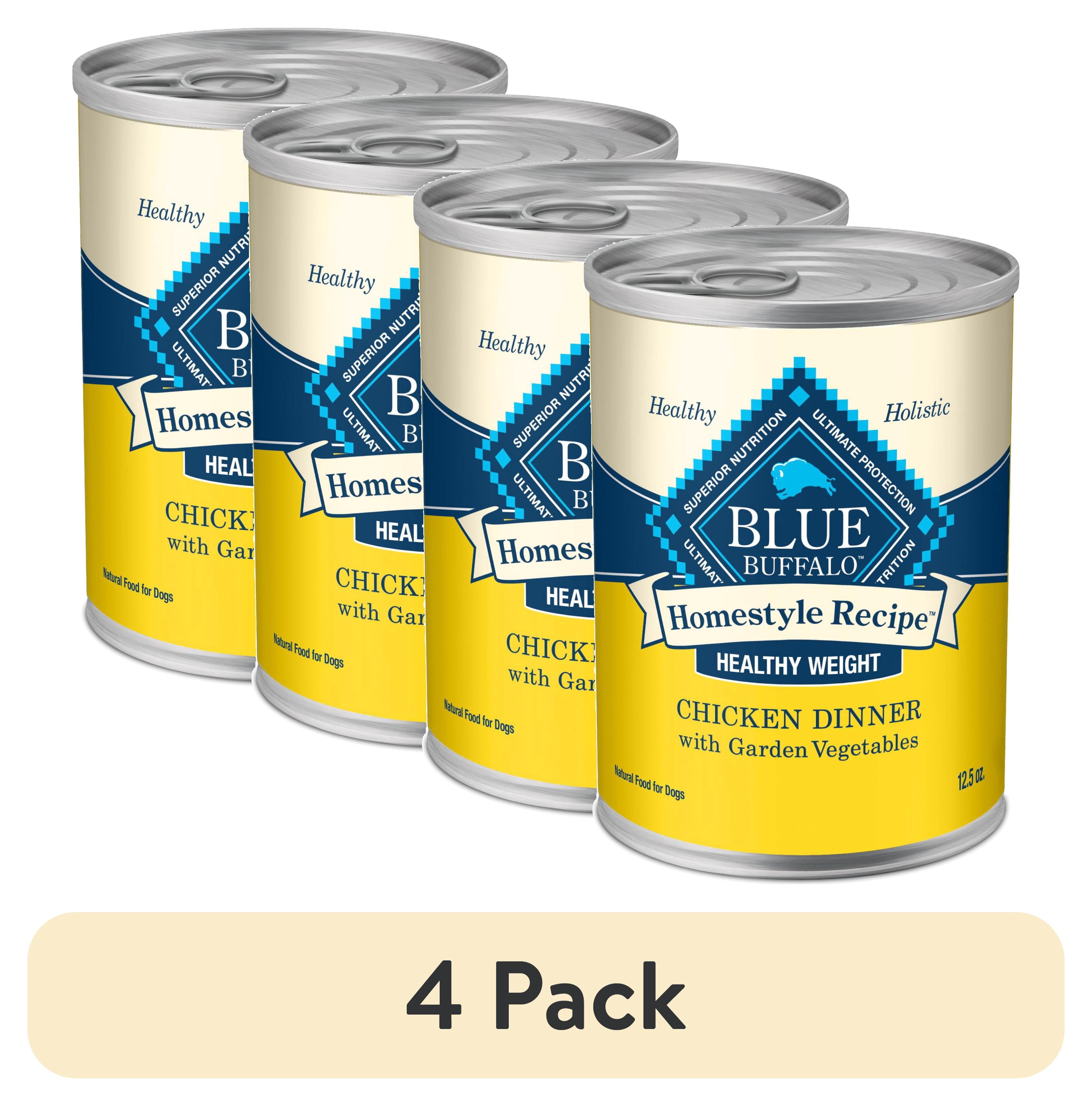 (4 pack) Blue Buffalo Homestyle Recipe Healthy Weight Adult Wet Dog Food, Chicken, 12.5oz. Can