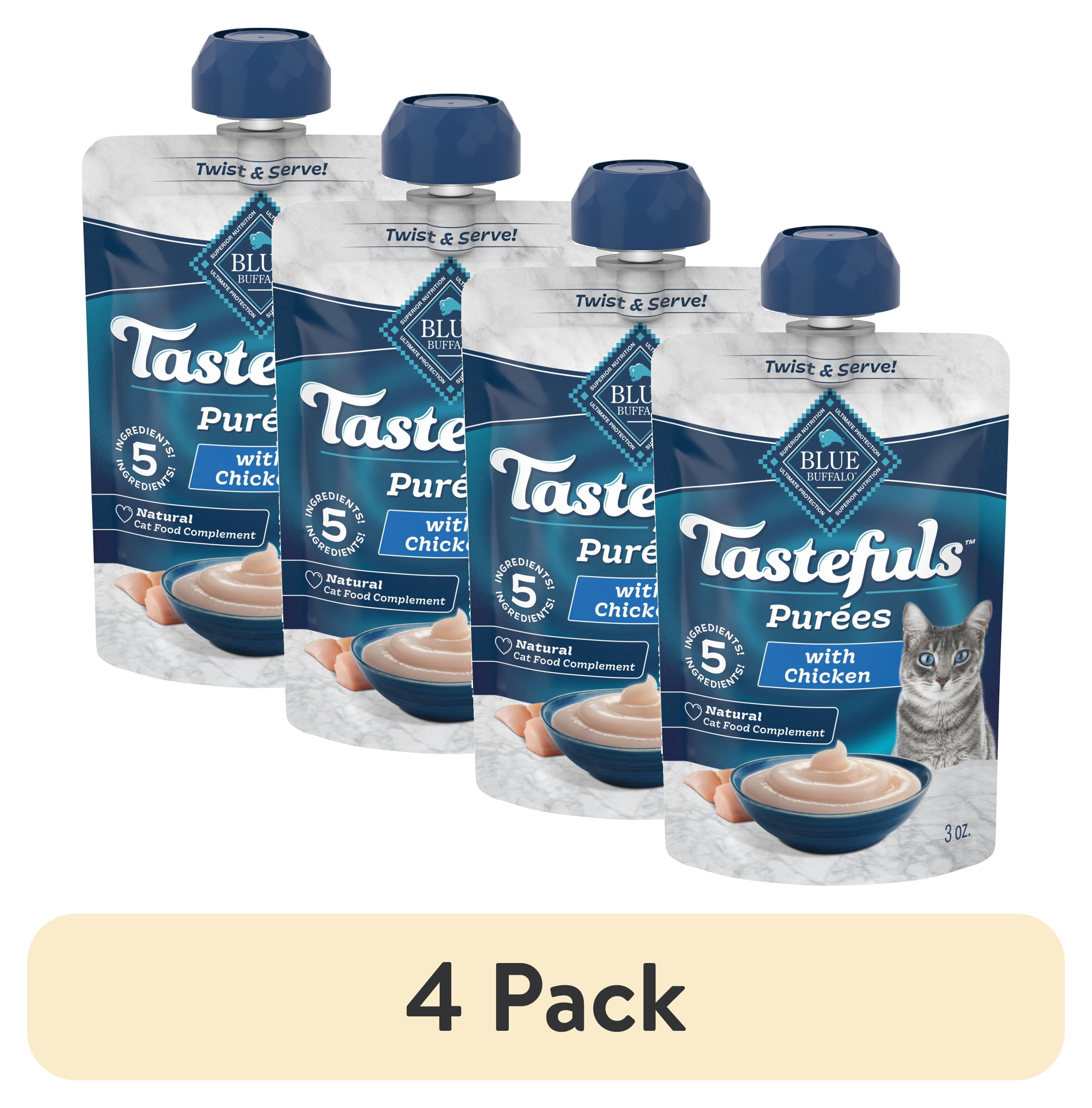 (4 pack) Blue Buffalo Tastefuls Adult Natural Wet Cat Food Purées Pouch Chicken