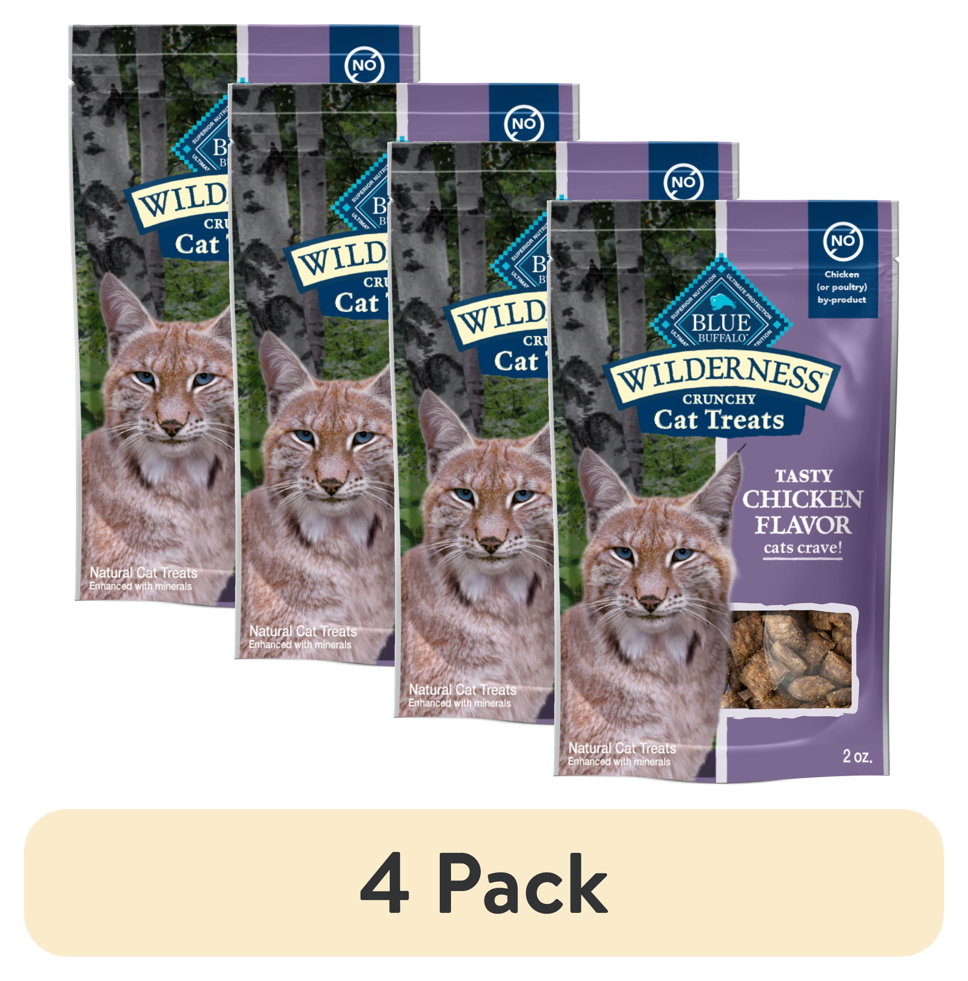 (4 pack) Blue Buffalo Wilderness High Protein Natural Crunchy Cat Treats, Tasty Chicken, 2-oz. Bag