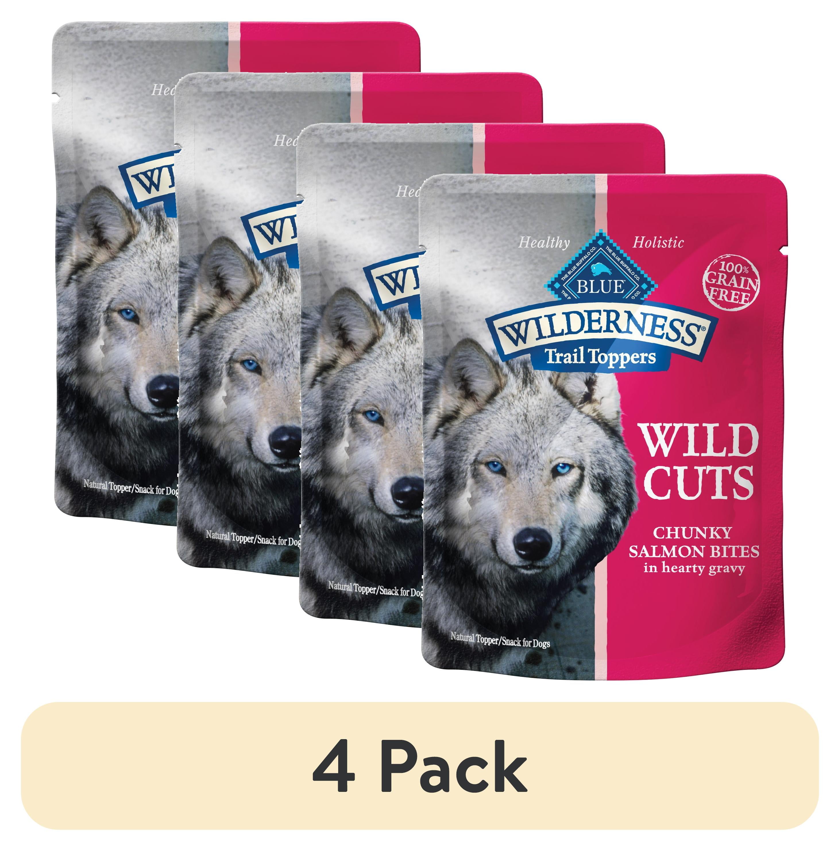 (4 pack) Blue Buffalo Wilderness Trail Toppers Wild Cuts Dog Wet Food, 3-oz Pouch, 24 Count