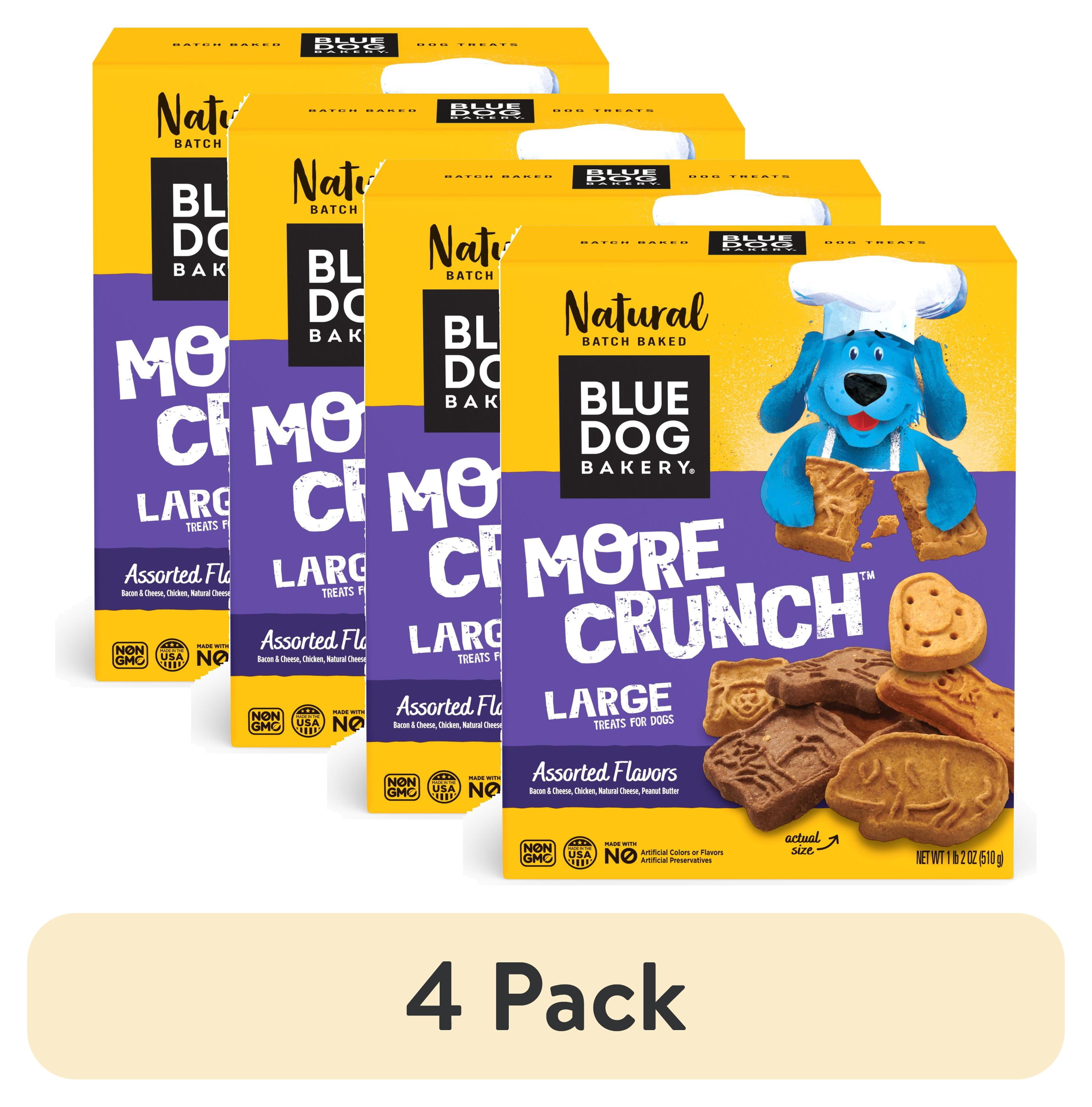(4 pack) Blue Dog Bakery More Crunch Assorted Flavors Biscuit Natural Treats for Dogs, Large, 1 lb. 2 oz.
